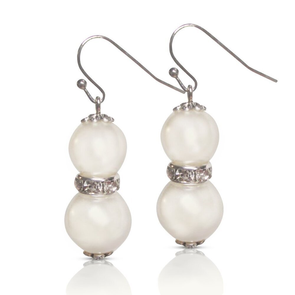 Double Pearl Simulated Drop Earrings For Women - Handmade Dangle Earrings